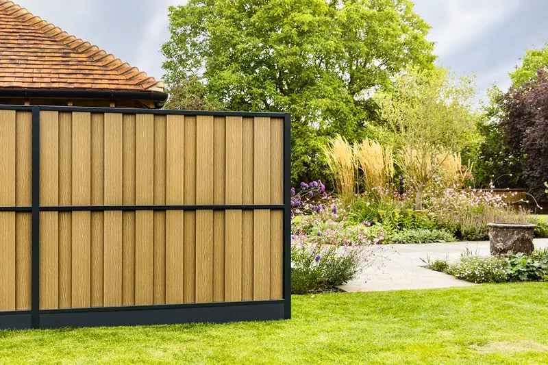 DuraPost composite hit-and-miss fence with steel posts