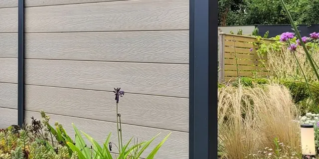 DuraPost composite fence in Oyster